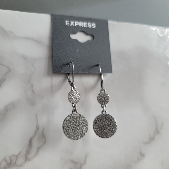 2/$15 NEW EXPRESS Dangle Pave Double Disc Earrings - Picture 4 of 6
